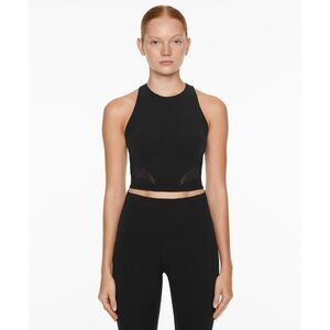 Oysho Womens Tank Top S Small Black Sheer Compressive Sleeveless 0112/254 NWT